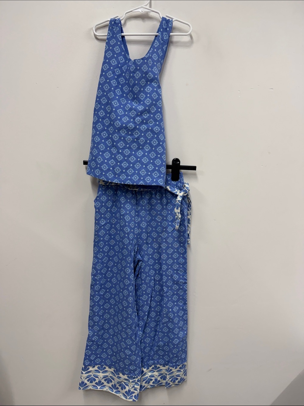 Sigrid Olsen Blue Printed Two-Piece Tank and Wide-Leg Set M 7/8